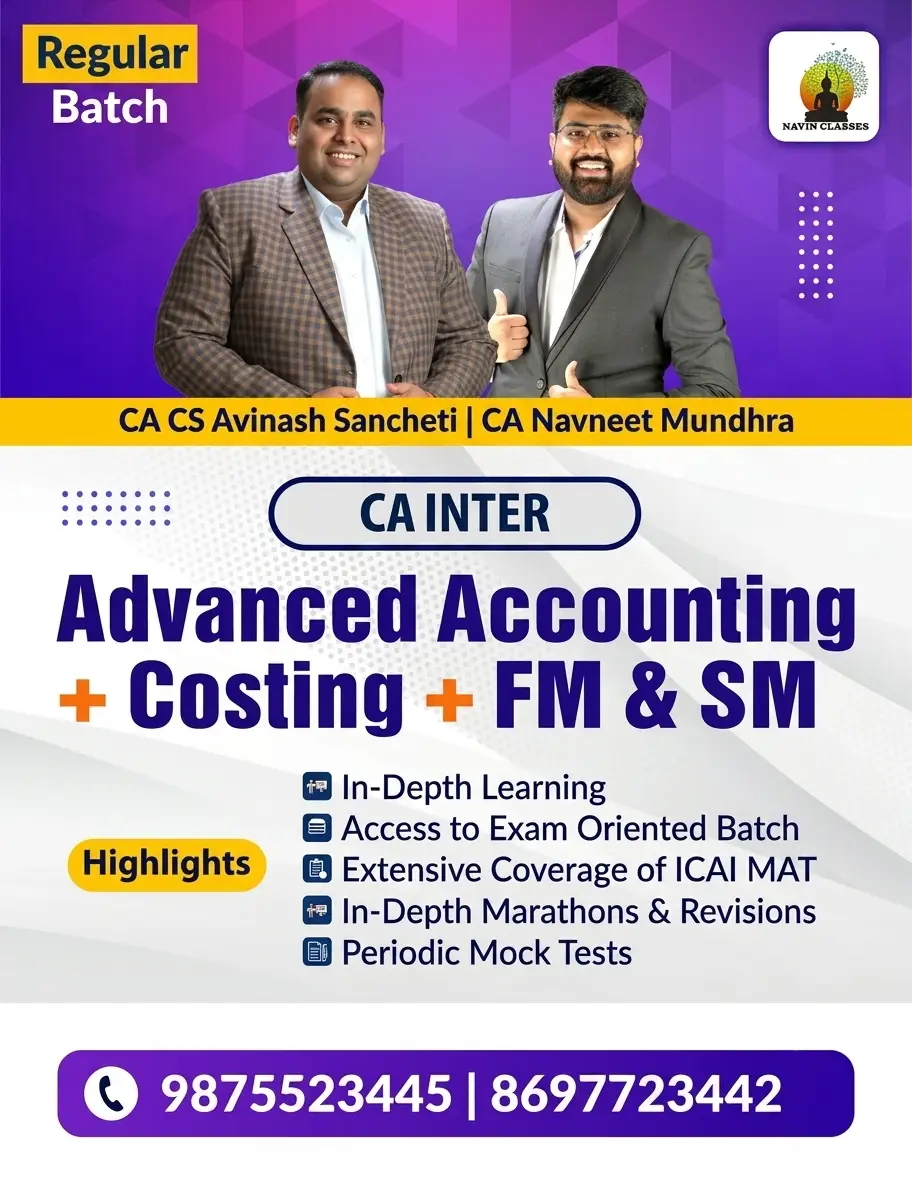 CA Inter Advanced Accounting + Costing + FM & SM - Regular Batch - Image 1