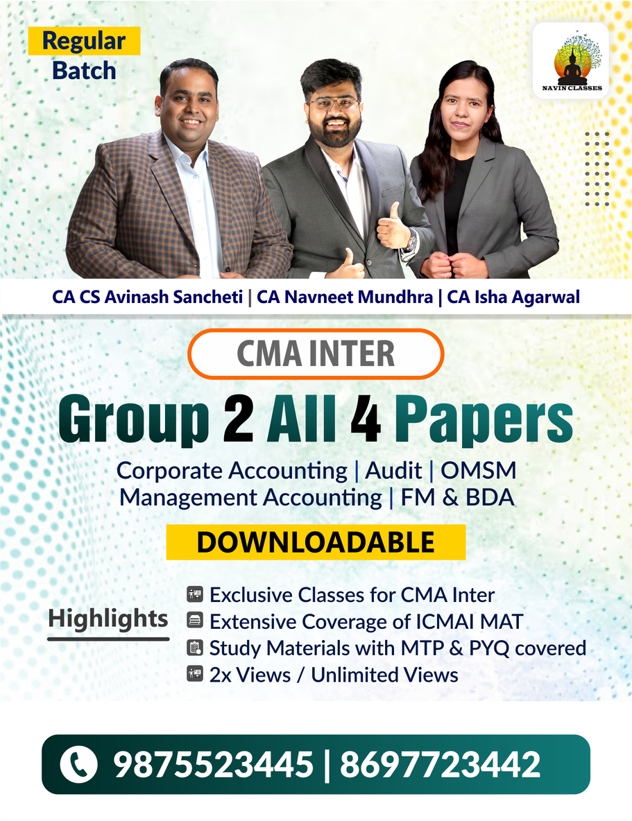 CMA Inter Group 2 All 4 Papers - Regular Batch (N.M) - Image 1
