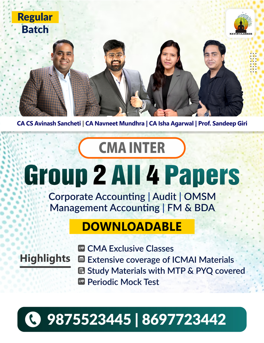 CMA Inter Group 2 All 4 Papers - Regular Batch (S.G) - Image 1